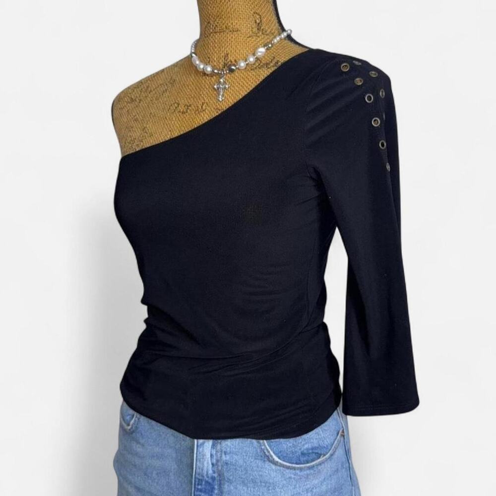 Y2K one shoulder blouse with grommets from poetry clothing - S